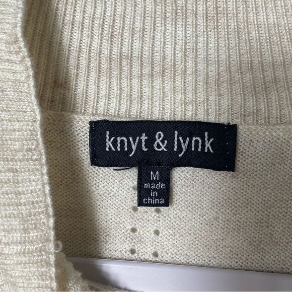 Knyt & Lynk Cream Colored Mock Neck Sweater Double Bell Sleeves Women's Size Med - Picture 6 of 12